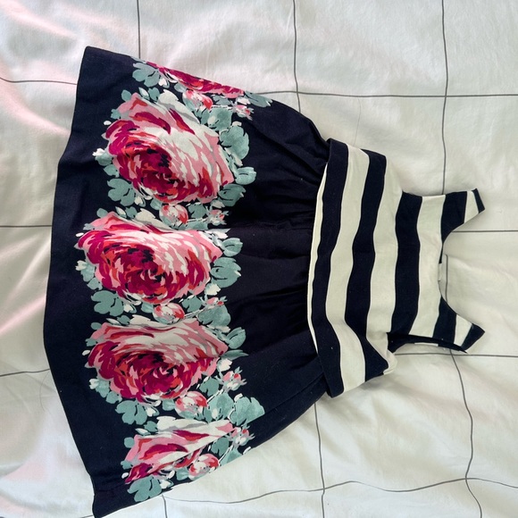 Pink and Blue Floral A-Line Knee-Length Dress - Picture 4 of 6